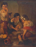 Beautiful 19th C Antique Original Tin Oil Painting Gilt Wood after MURIELLO