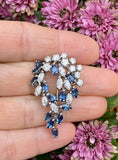 Art Deco Antique 5.00ct Sapphire Marquise Diamond 18K Brooch Pendant Necklace