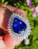 Vintage Ring-dant Platinum 11ct Pear Tanzanite VS Diamond Ballerina Ring Pendant