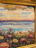 KADLIC Abstract Sunset Seascape Impasto Original Oil Painting Gold Frame 24