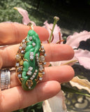STUNNING Peter Lindeman Handmade 18k Gold Jade Diamond Bangle Bracelet