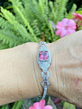 Art Deco Vintage Retro Estate 14k Gold Diamond Pink Tourmaline Bracelet