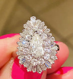 Stunning RING-DANT Platinum 4.00ct VS Diamond Ballerina Baguette Ring