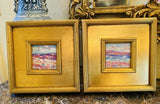KADLIC PAIR Of Abstract Impasto Original Oil Paintings Gold Gilt Frame Fine Art