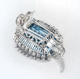 Mid Century Deco Retro 1950s 24+ct Aquamarine G-H/VS Diamond Platinum Brooch