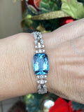 Vintage Mid Century Platinum VS 4ct Diamond Topaz Bracelet