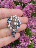 Art Deco Antique 5.00ct Sapphire Marquise Diamond 18K Brooch Pendant Necklace