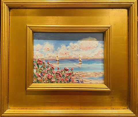 KADLIC Abstract Impasto Original Oil Painting Gold Gilt Frame Fine Art 14”