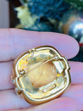 Vintage Marlene Stowe 18k Gold 45ct Lemon Citrine VS Diamond Pendant Brooch