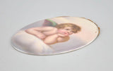 KPM Style Painted Porcelain Plaque Cherub Gold Giltwood Italy Tole Frame 19th C
