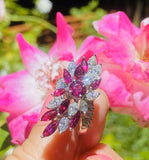 Vintage Midcentury 1950s Retro Platinum 4.50ct Ruby VS Diamond Ring
