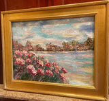 KADLIC Abstract Sunset Seascape Impasto Original Oil Painting Gold Frame 24