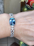 Vintage Mid Century Platinum VS 4ct Diamond Topaz Bracelet