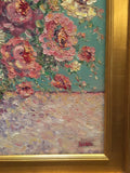 KADLIC Abstract Floral Still Life Impasto Original Oil Painting Gold Frame