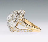 Vintage Midcentury 18k Gold 4ct Diamond Cluster Cocktail Ring