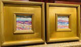 KADLIC PAIR Of Abstract Impasto Original Oil Paintings Gold Gilt Frame Fine Art