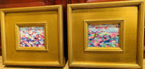 KADLIC Abstract Landscape PAIR Original Oil Painting Gold Gilt Frame Fine Art