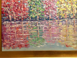KADLIC Abstract Autumn Trees  Landscape Art Original Oil Painting Gold Frame 24”