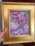 KADLIC Floral Poppies Flowers Original Oil Painting 8x10 Gold Gilt Leaf Frame