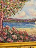 KADLIC Impressionist Wildflowers Floral Original Oil Painting Gold Gilt Frame