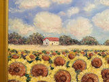 KADLIC Impressionist Tuscany Sunflowers Original Oil Painting Gold Frame 24"