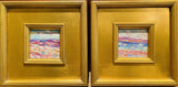 KADLIC PAIR Of Abstract Impasto Original Oil Paintings Gold Gilt Frame Fine Art