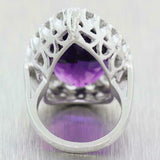 Art Deco Vintage Estate Platinum Pear Amethyst 2.00ct G VS Diamond Halo Ring