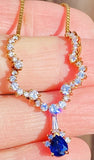 Vintage Estate Kurt Wayne 18k Gold Blue Sapphire Diamond Necklace