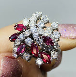 Vintage Midcentury 1950s Retro Platinum 4.50ct Ruby VS Diamond Ring