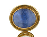 Estate Elizabeth Locke 18k Gold Blue Glass Amphora Dangle Drop Earrings