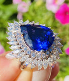 Vintage Ring-dant Platinum 11ct Pear Tanzanite VS Diamond Ballerina Ring Pendant