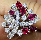 Vintage Midcentury 1950s Retro Platinum 4.50ct Ruby VS Diamond Ring