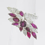 Vintage Midcentury 1950s Retro Platinum 4.50ct Ruby VS Diamond Ring