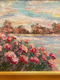 KADLIC Abstract Sunset Seascape Impasto Original Oil Painting Gold Frame 24