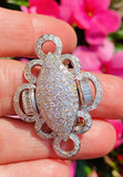 Vintage Estate 18k Gold 3.00ct G VS Pave Diamond Brooch/Pin/Pendant