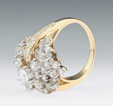 Vintage Midcentury 18k Gold 4ct Diamond Cluster Cocktail Ring