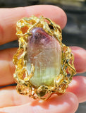 Vintage ARTHUR KING 18k Gold  Watermelon Pink Green Tourmaline Pendant Brooch
