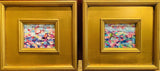 KADLIC Abstract Landscape PAIR Original Oil Painting Gold Gilt Frame Fine Art
