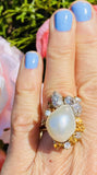 Vintage La Triomphe 18k Gold Baroque Pearl G VS Diamond Citrine Ring