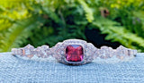 Art Deco Vintage Retro Estate 14k Gold Diamond Pink Tourmaline Bracelet