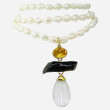 Rare Andrew Clunn 18k Gold Signed Triple Strand Cultured Pearl Necklace