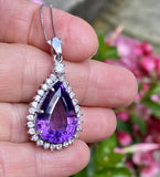 Vintage Estate 14k Gold Diamond Amethyst Necklace Pendant