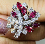 Vintage Midcentury 1950s Retro Platinum 4.50ct Ruby VS Diamond Ring