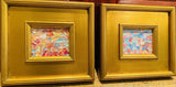 KADLIC Abstract Impasto PAIR Original Oil Painting Gold Gilt Frame Fine Art