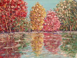 KADLIC Abstract Trees Autumn Landscape Impasto Original Oil Painting 24x20”