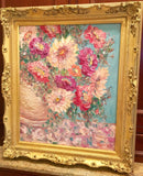 24x20 Vase Flowers Floral Still Life KADLIC Original Oil Painting Art Gold Frame