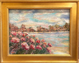 KADLIC Abstract Sunset Seascape Impasto Original Oil Painting Gold Frame 24