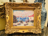 KADLIC Original Oil Painting Abstract Seascape Impasto Gold Gilt 15" Frame