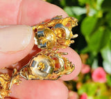 18k Gold ARTHUR KING Red Rubellite Tourmaline VS Diamond Dangle Earrings