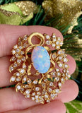 Vintage Estate JGJLRY 18k Gold 6.25ct VS Diamond Opal Necklace Pendant Brooch